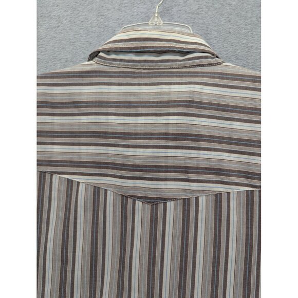 Plains Western Wear Shirt Mens XL Brown Stripe Pearl Snap Cowboy Rodeo Retro - Picture 7 of 11